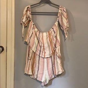 Striped off the shoulder romper